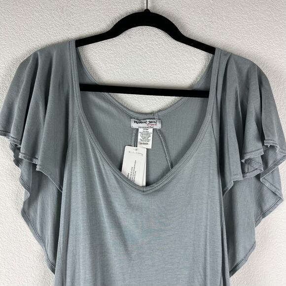 Michael Stars Jersey Sequin Top Womens One Size Gray Flutter Sleeve V Neck NWT - Picture 2 of 12